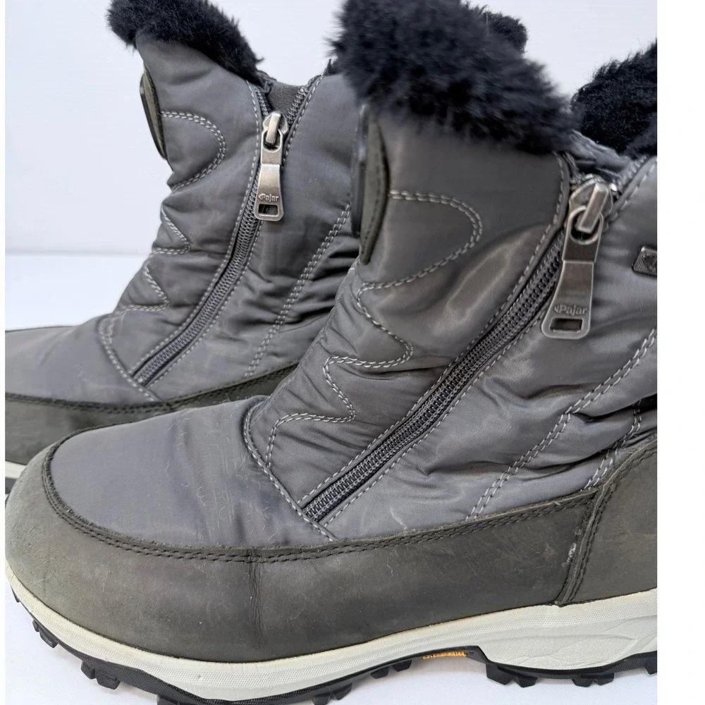 Pajar Canada Womens Gray Waterproof Winter Boots Vibram Arctic Grip Fits 8-8.5